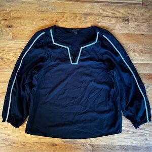 Banana Republic Notch Neck Black Blouse